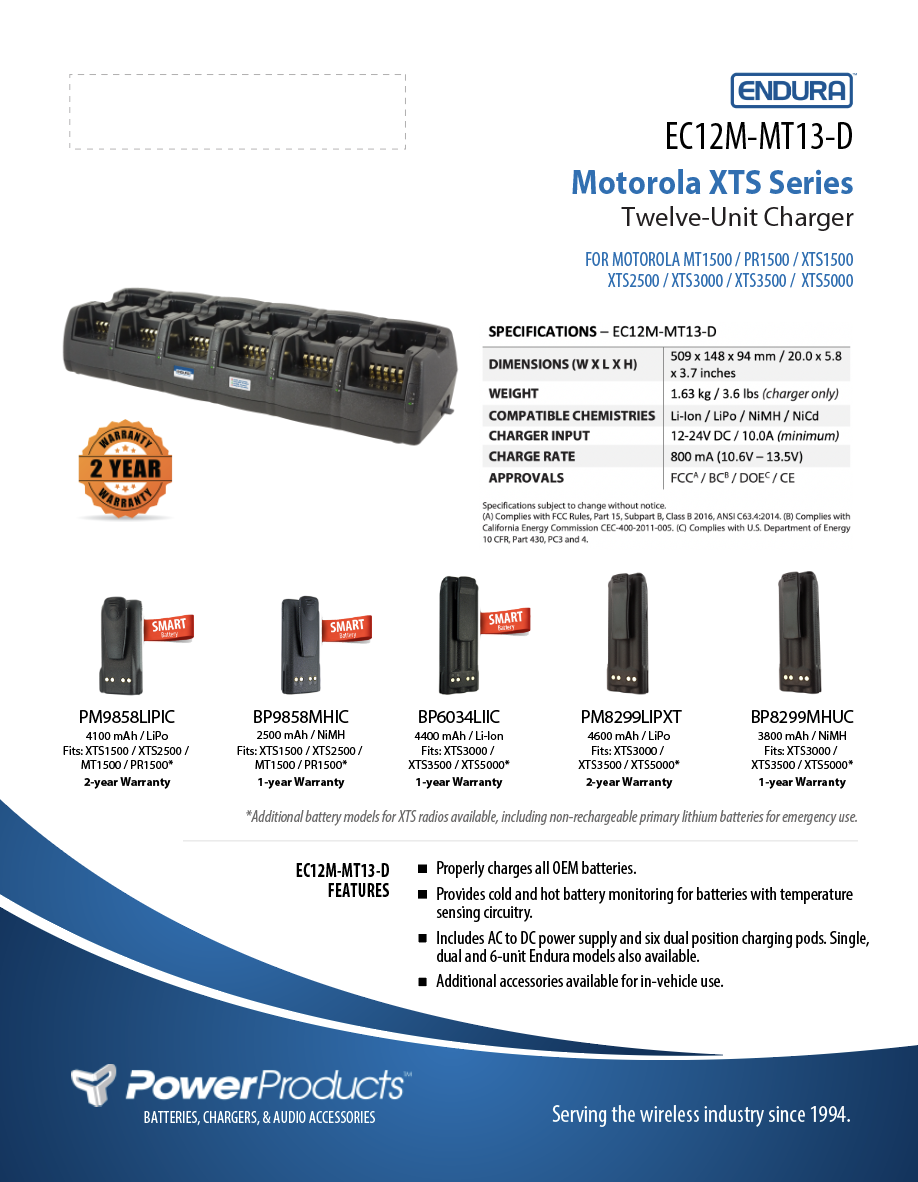Battery Charger Motorola XTS3000 XTS5000 XTS1500 XTS250 